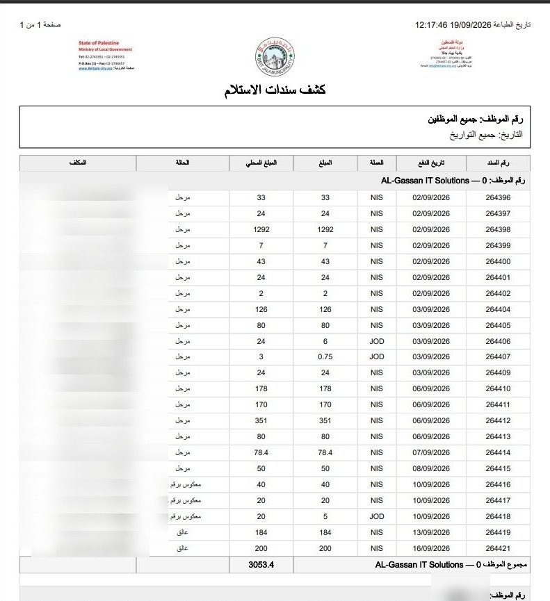 Printed receipt collectors' statement (Accounting)